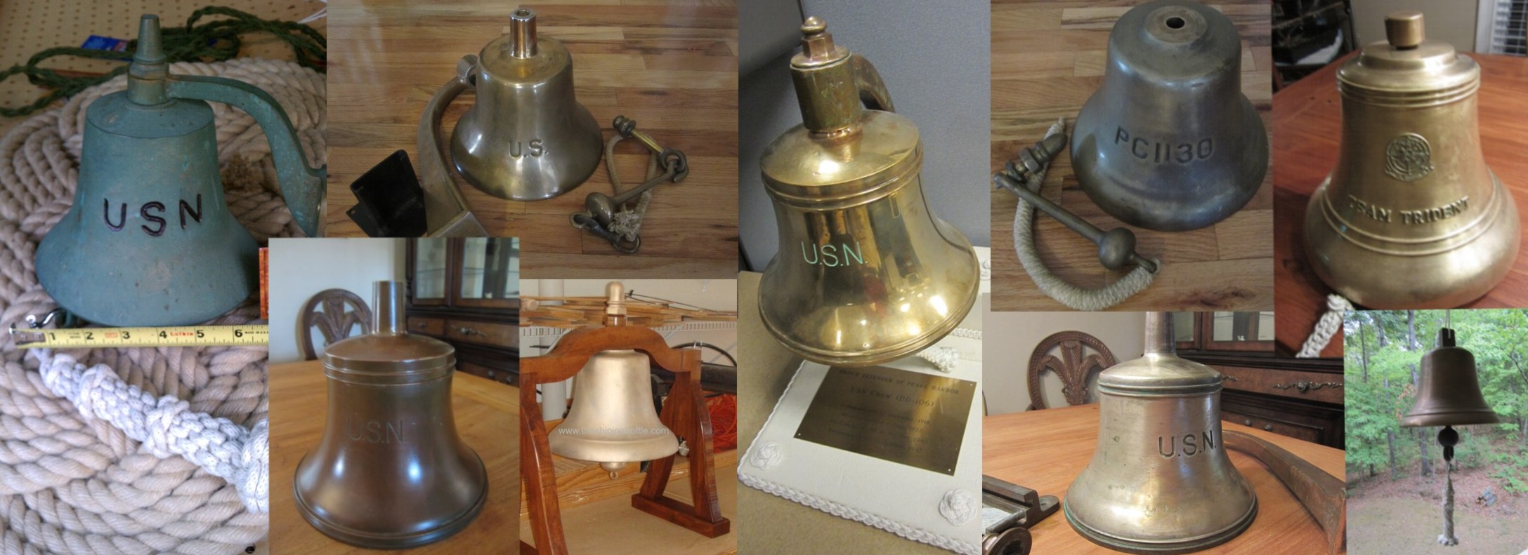 USN United States Navy Brass Nickel Plated Nautical Naval Ship Bell U.S.N.  Boat 